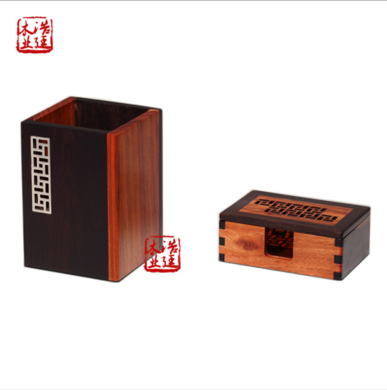 紅木工藝品筆筒鎮紙名片座5件套商務禮品